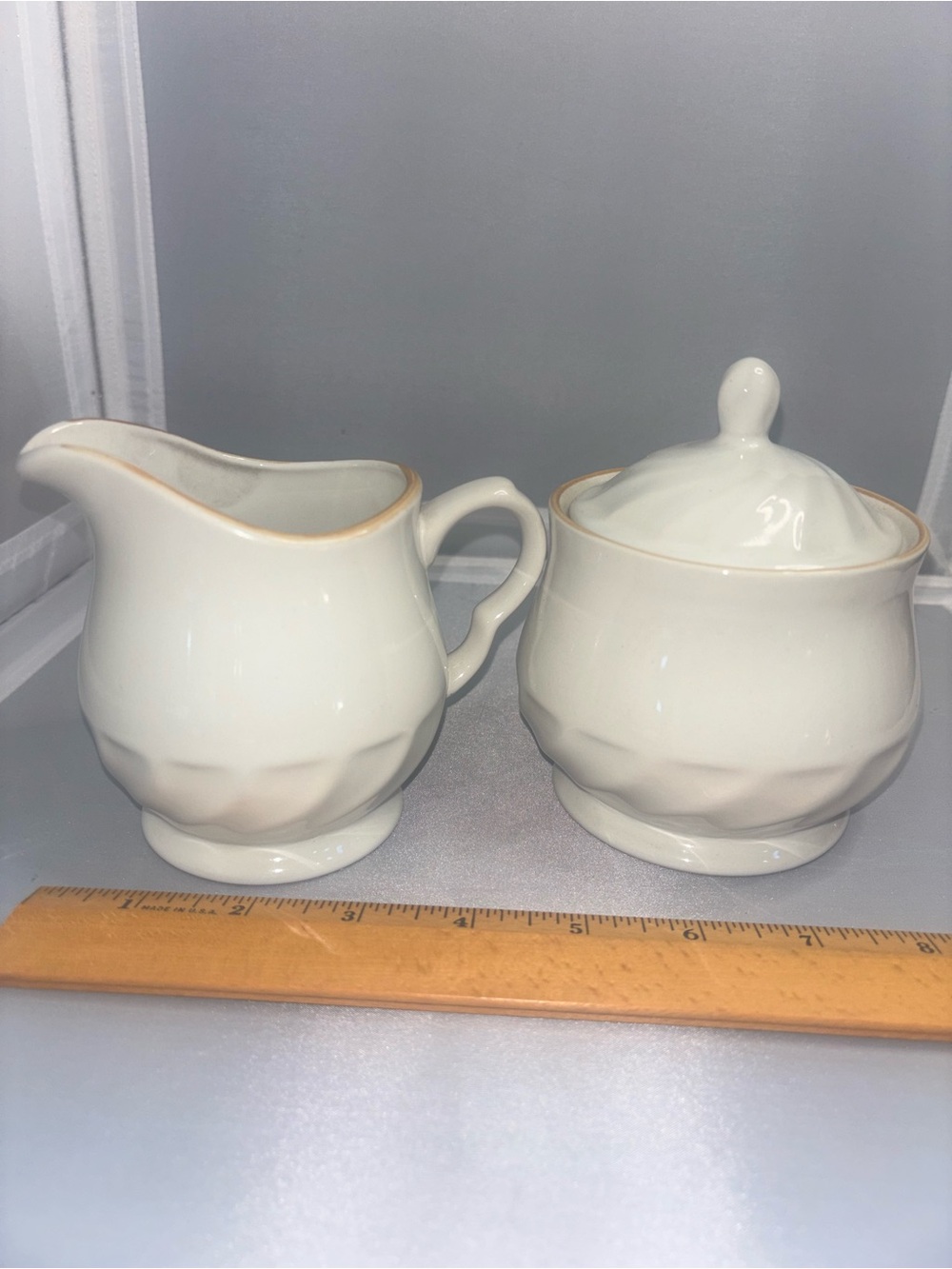 Farmhouse Creamer and Sugar Bowl Set Sculptura Hearthside Stoneware